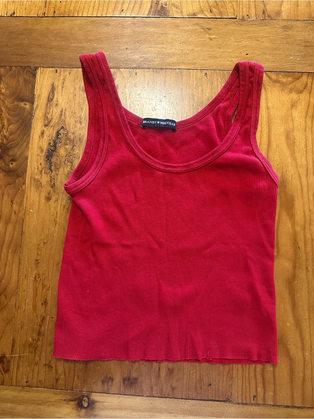 Brandy Melville Vibrant Red Ribbed Scoop Tank